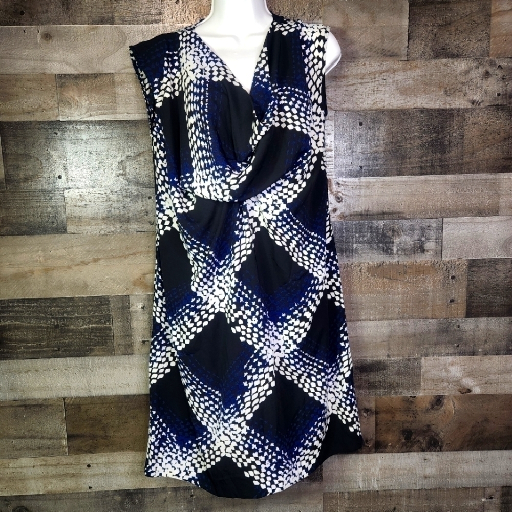 Worthington Multicolor Dress Sleeveless Cowl Neck Sz 4